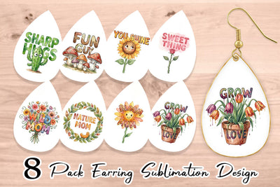 Earring Watercolor Funny Wonky Floral Mom Art Quotes Sublimation artnoy 