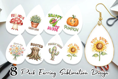 Earring Watercolor Funny Wonky Garden Mom Art Sublimation artnoy 