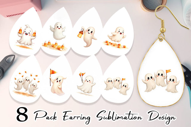 Earring Watercolor Ghost Candy Parade Sublimation artnoy 