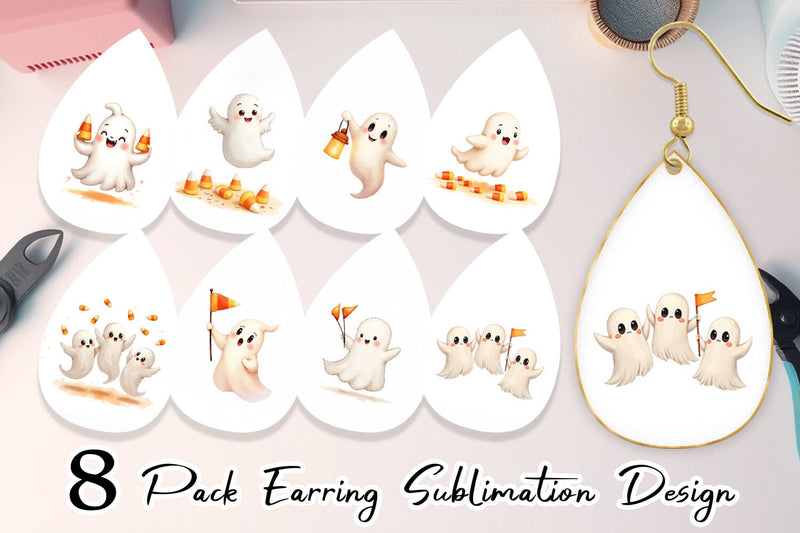 Earring Watercolor Ghost Candy Parade Sublimation artnoy 