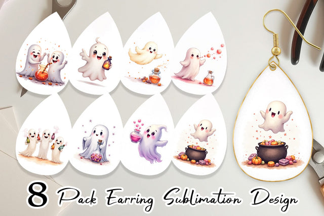 Earring Watercolor Ghost Candy Potion Sublimation artnoy 