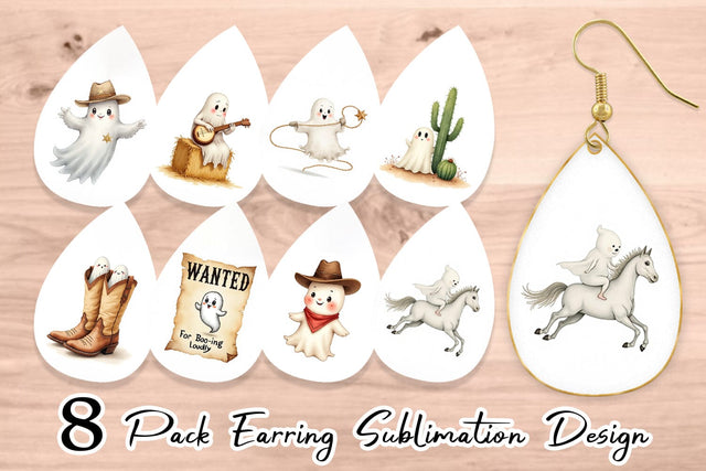 Earring Watercolor Ghostly Wild West Sublimation artnoy 