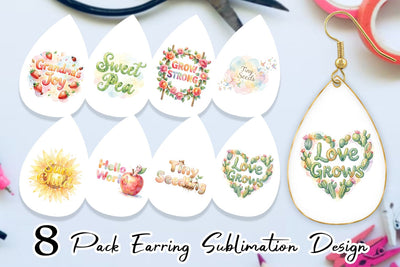 Earring Watercolor Grandma Little Sprout Quote Sublimation artnoy 