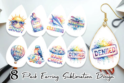 Earring Watercolor Grumpy Sky Travel Quotes Sublimation artnoy 