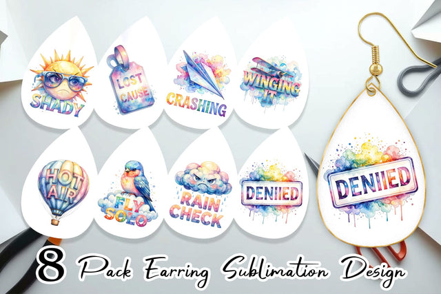 Earring Watercolor Grumpy Sky Travel Quotes Sublimation artnoy 
