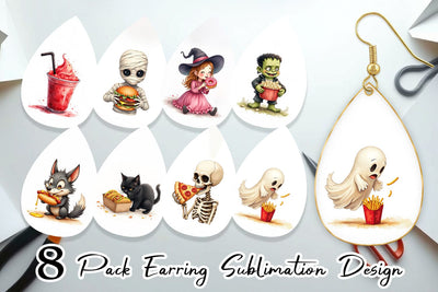 Earring Watercolor Haunted Junk Food Sublimation artnoy 