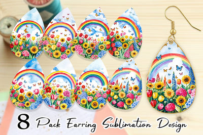 Earring Watercolor Lush Garden Sublimation artnoy 