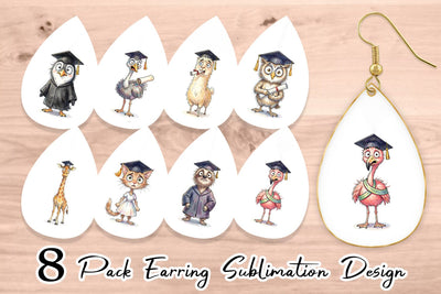 Earring Watercolor Messy Animal Graduation Sublimation artnoy 