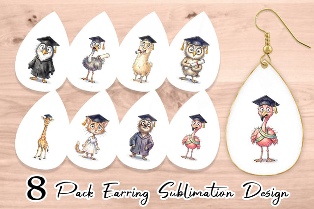 Earring Watercolor Messy Animal Graduation Sublimation artnoy 