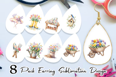 Earring Watercolor Moms Magic Garden Tools Sublimation artnoy 