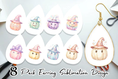 Earring Watercolor Pastel Fairytale Witch Hat Sublimation artnoy 
