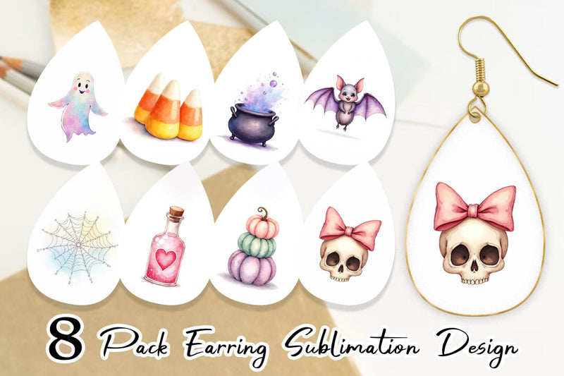 Earring Watercolor Pastel Goth Cuties Sublimation artnoy 