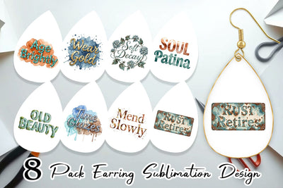 Earring Watercolor Patina Weathered Healing Art Sublimation artnoy 