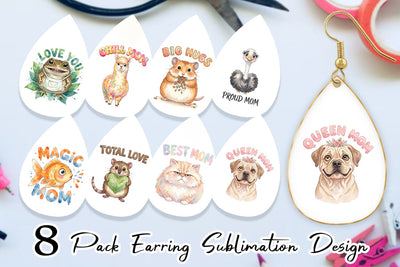 Earring Watercolor Quirky Ugly Cute Animal Mom Sublimation artnoy 