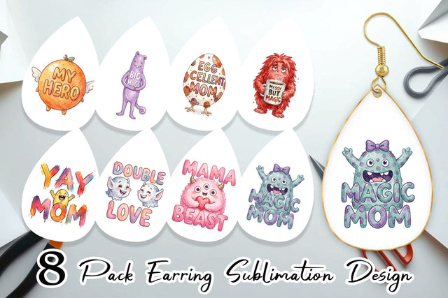 Earring Watercolor Quirky Ugly Cute Momster Art Quotes Sublimation artnoy 