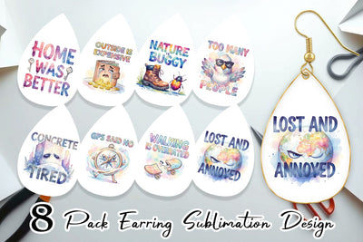 Earring Watercolor Reluctant Explorer Quotes Sublimation artnoy 