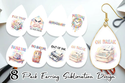 Earring Watercolor Sarcastic 90s Office Quotes Sublimation artnoy 