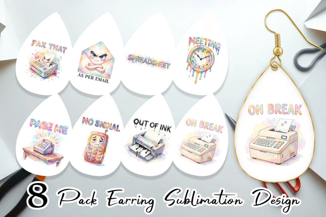 Earring Watercolor Sarcastic 90s Office Quotes Sublimation artnoy 
