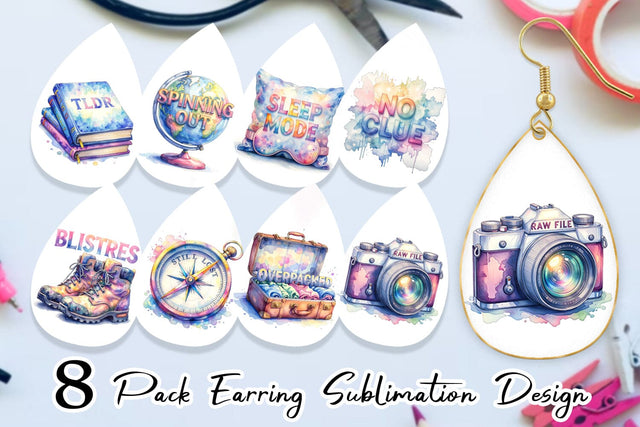 Earring Watercolor Sarcastic Wanderlust Quotes Sublimation artnoy 