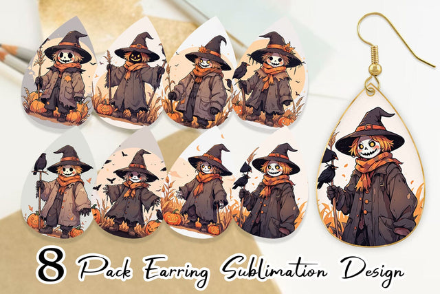 Earring Watercolor Scarecrow Sublimation artnoy 