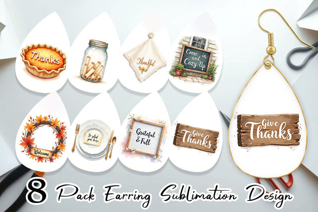Earring Watercolor Signs of Thanks Sublimation artnoy 