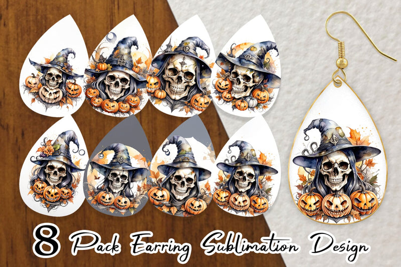 Earring Watercolor Skull Sublimation artnoy 