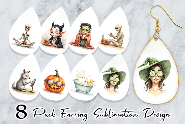 Earring Watercolor Spooky Self Care Sublimation artnoy 
