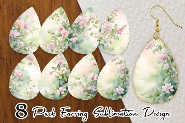 Earring Watercolor Spring Greenery Sublimation artnoy 