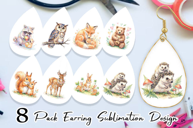 Earring Watercolor Sweet Forest Motherhood Sublimation artnoy 