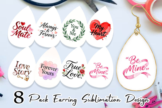 Earring Watercolor Sweetheart Quotes Sublimation artnoy 