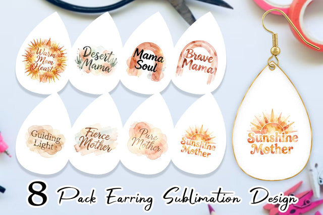 Earring Watercolor Terracotta Boho Abstract Mom Quotes Sublimation artnoy 
