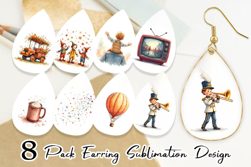 Earring Watercolor Thanksgiving Parade Sublimation artnoy 