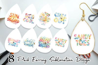 Earring Watercolor Tropical Summer Bee Vacation Quotes Sublimation artnoy 