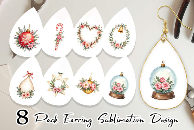 Earring Watercolor Vintage Christmas Scenes Sublimation artnoy 