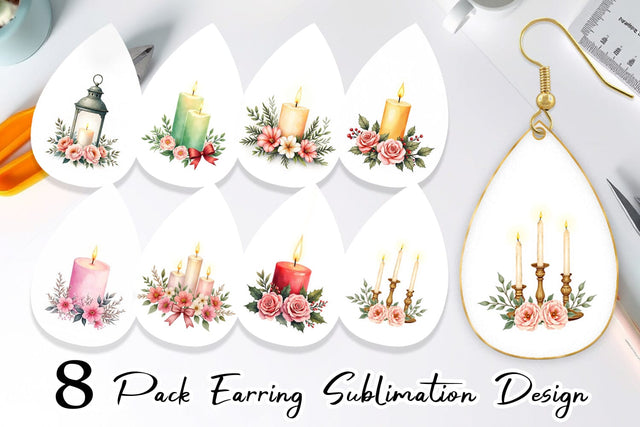 Earring Watercolor Vintage Christmas Treats Sublimation artnoy 