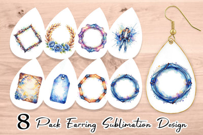 Earring Watercolor Western Frame Sublimation artnoy 