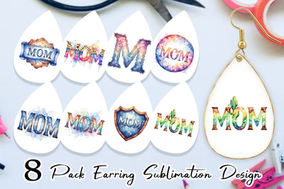 Earring Watercolor Western Mom Sublimation artnoy 