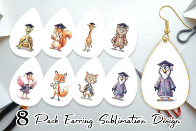 Earring Watercolor Whimsical Animal Graduates Sublimation artnoy 