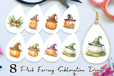 Earring Watercolor Whimsical Woodland Witch Hat Sublimation artnoy 