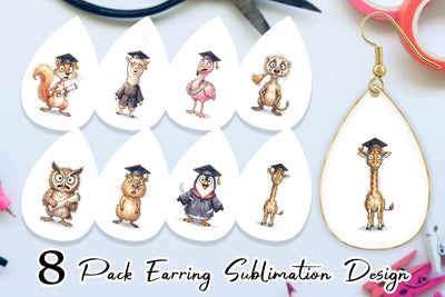 Earring Watercolor Wild Animal Graduation Party Sublimation artnoy 