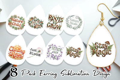 Earring Watercolor Wildflower Boho Growth Quote Sublimation artnoy 