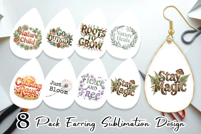 Earring Watercolor Wildflower Boho Growth Quote Sublimation artnoy 