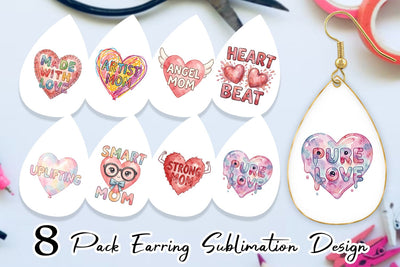 Earring Watercolor Wonky Imperfect Heart Art Quotes Sublimation artnoy 