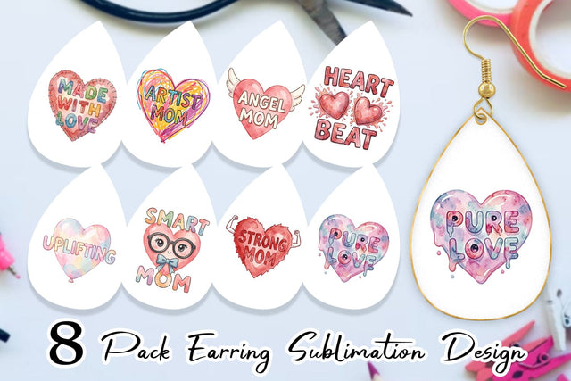 Earring Watercolor Wonky Imperfect Heart Art Quotes Sublimation artnoy 