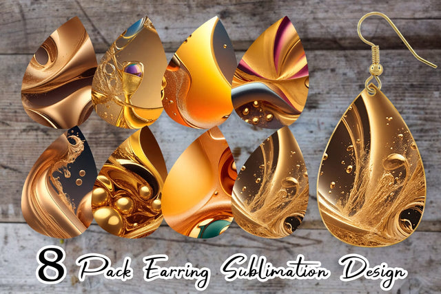 Earring Wave Liquid Gold Sublimation artnoy 