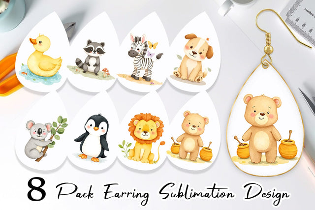 Earring Whimsical Animal Parade Sublimation artnoy 