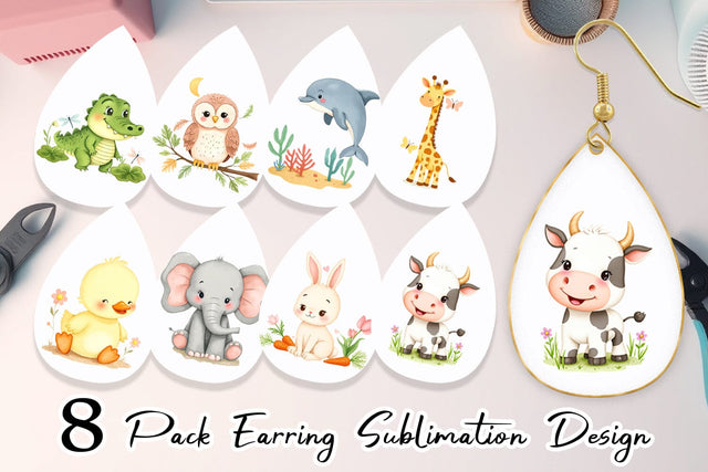 Earring Whimsical Animal Parade Sublimation artnoy 