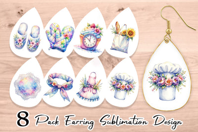 Earring Whimsical Apron & Chef Hat Sublimation artnoy 
