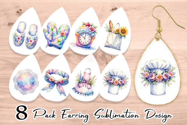 Earring Whimsical Apron & Chef Hat Sublimation artnoy 