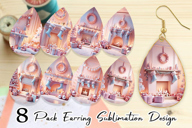 Earring Whimsical Christmas Scene Sublimation artnoy 